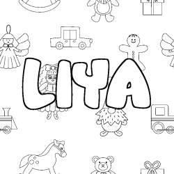 Coloring page first name LIYA - Toys background