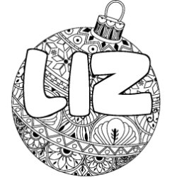 Coloring page first name LIZ - Christmas tree bulb background