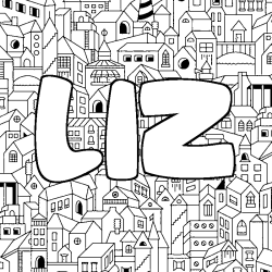 Coloring page first name LIZ - City background