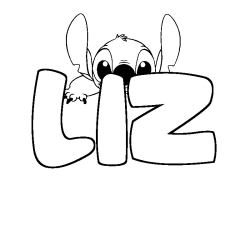 Coloring page first name LIZ - Stitch background