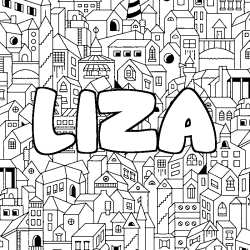 Coloring page first name LIZA - City background