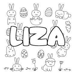 Coloring page first name LIZA - Easter background