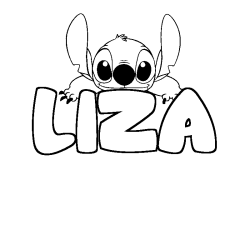 Coloring page first name LIZA - Stitch background
