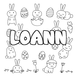 Coloring page first name LOANN - Easter background