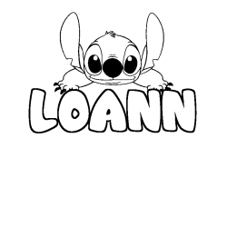 Coloring page first name LOANN - Stitch background