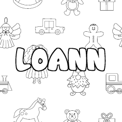 Coloring page first name LOANN - Toys background