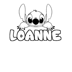 Coloring page first name LOANNE - Stitch background