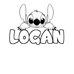Coloring page first name LOGAN - Stitch background