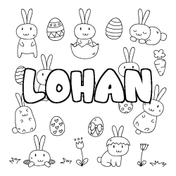 Coloring page first name LOHAN - Easter background