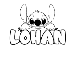 Coloring page first name LOHAN - Stitch background