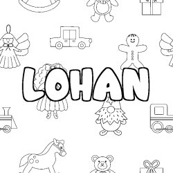 Coloring page first name LOHAN - Toys background