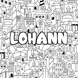 Coloring page first name LOHANN - City background