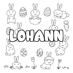 Coloring page first name LOHANN - Easter background