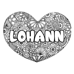 Coloring page first name LOHANN - Heart mandala background
