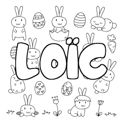 Coloring page first name LOÏC - Easter background