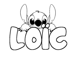 Coloring page first name LOÏC - Stitch background