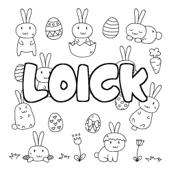 Coloring page first name LOICK - Easter background