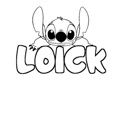 Coloring page first name LOICK - Stitch background