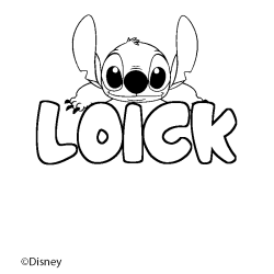 Coloring page first name LOICK - Stitch background