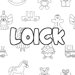 Coloring page first name LOICK - Toys background