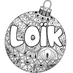 Coloring page first name LOÏK - Christmas tree bulb background