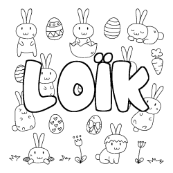 Coloring page first name LOÏK - Easter background