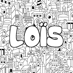 Coloring page first name LOÏS - City background