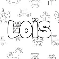 Coloring page first name LOÏS - Toys background