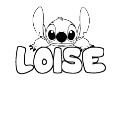 Coloring page first name LOISE - Stitch background