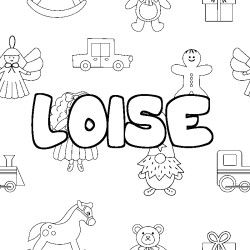 Coloring page first name LOISE - Toys background