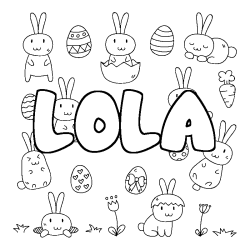 Coloring page first name LOLA - Easter background