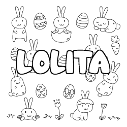 Coloring page first name LOLITA - Easter background