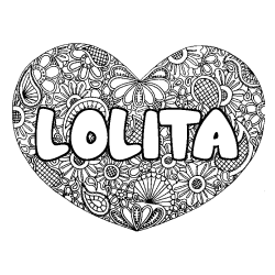 Coloring page first name LOLITA - Heart mandala background