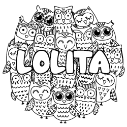 Coloring page first name LOLITA - Owls background