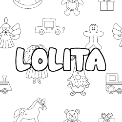 Coloring page first name LOLITA - Toys background