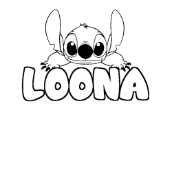 Coloring page first name LOONA - Stitch background