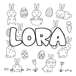 Coloring page first name LORA - Easter background