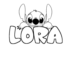 Coloring page first name LORA - Stitch background