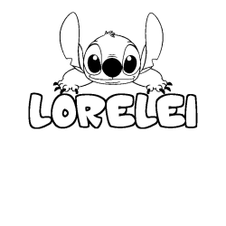 Coloring page first name LORELEI - Stitch background