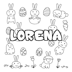 Coloring page first name LORENA - Easter background