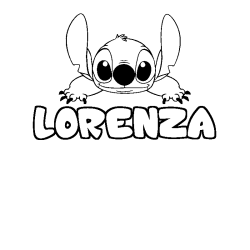 Coloring page first name LORENZA - Stitch background
