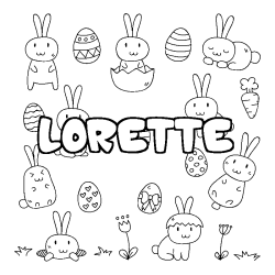 Coloring page first name LORETTE - Easter background