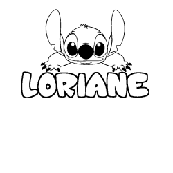 Coloring page first name LORIANE - Stitch background