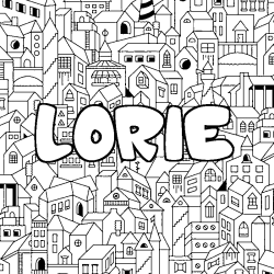 Coloring page first name LORIE - City background