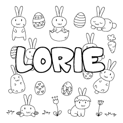 Coloring page first name LORIE - Easter background