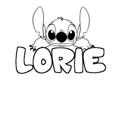 Coloring page first name LORIE - Stitch background