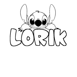 Coloring page first name LORIK - Stitch background