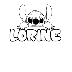 Coloring page first name LORINE - Stitch background