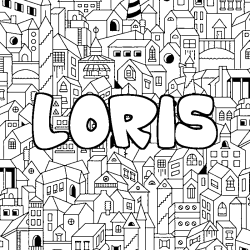 Coloring page first name LORIS - City background
