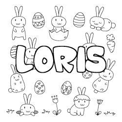 Coloring page first name LORIS - Easter background